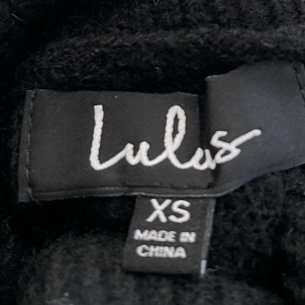 NWT Lulu’s Puff Sleeve Knit Dress in Black Size XS Turtleneck Long Sleeve Dress - Picture 7 of 9